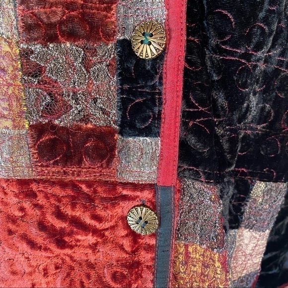 Vintage Yak Magik Patchwork Quilted Velvet Reversible Button Front Jacket XL - Picture 6 of 16